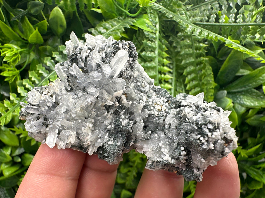 Quartz with Calcite and Chlorite: Borieva Mine Crystal Souvenir