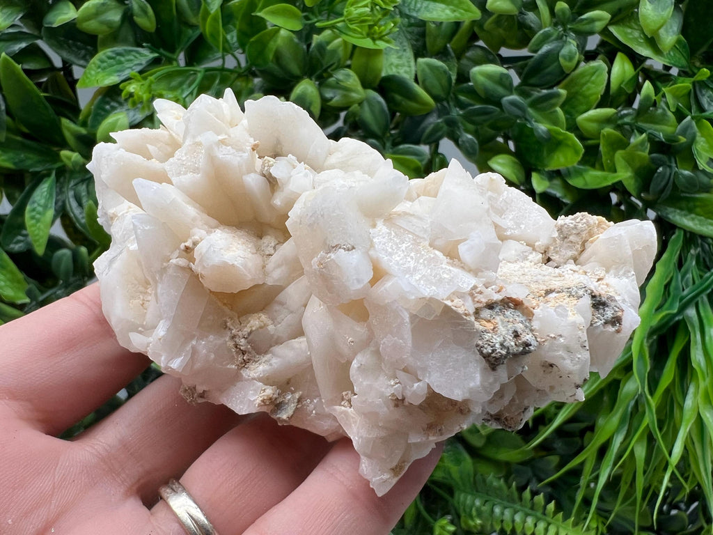 Calcite on Green Quartz: Djurcovo Mine, Bulgaria Healing Crystal