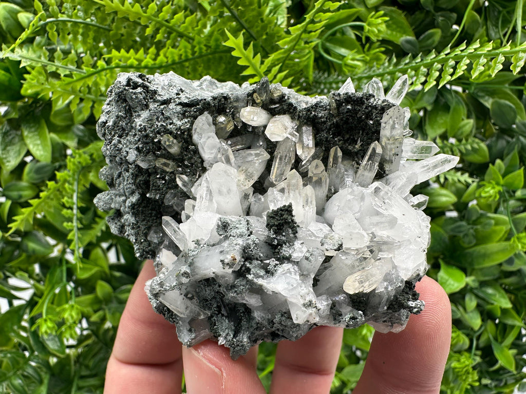 Quartz on Chlorite Matrix with Calcite, Bulgarian Mineral Specimen