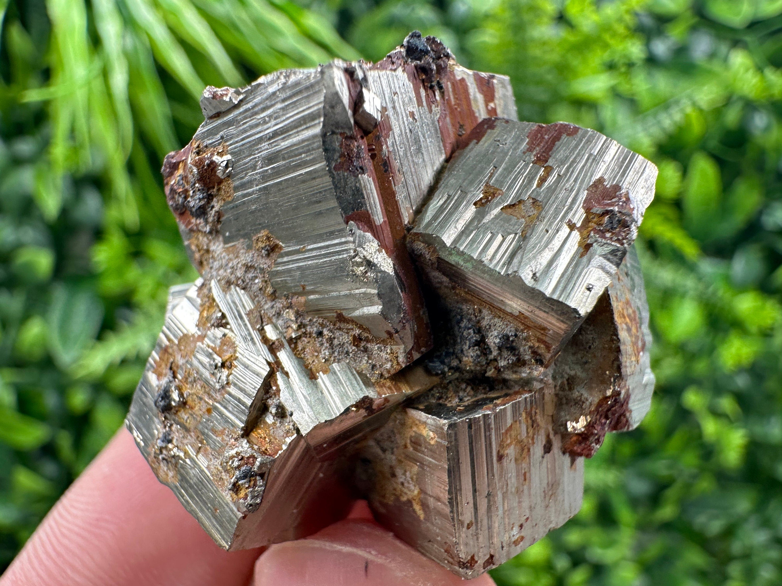 Pyrite with Hematite Mineral Specimen, Bulgaria Crystal Decor