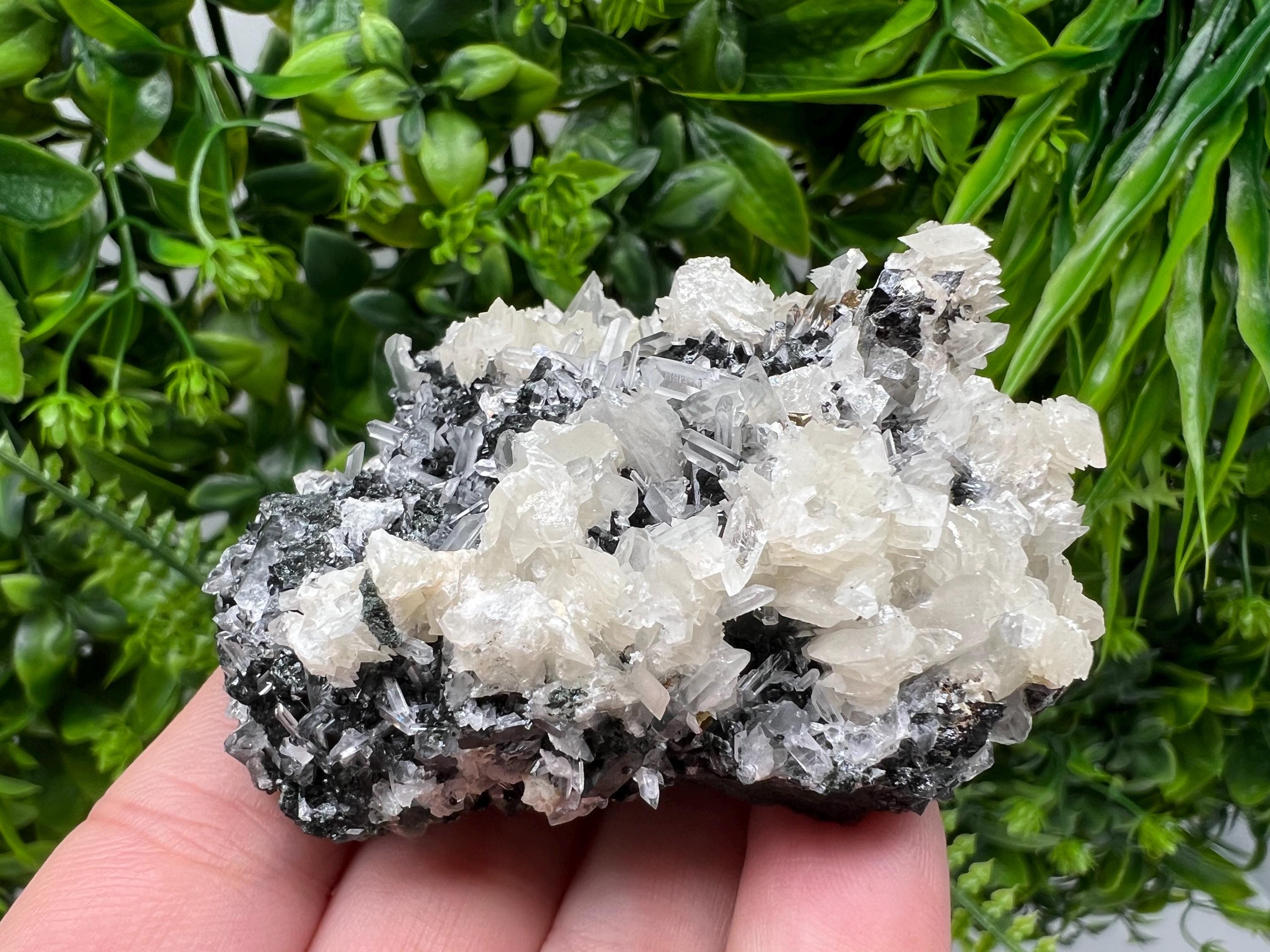 Calcite on Quartz Specimen: Borieva Mine, Bulgaria