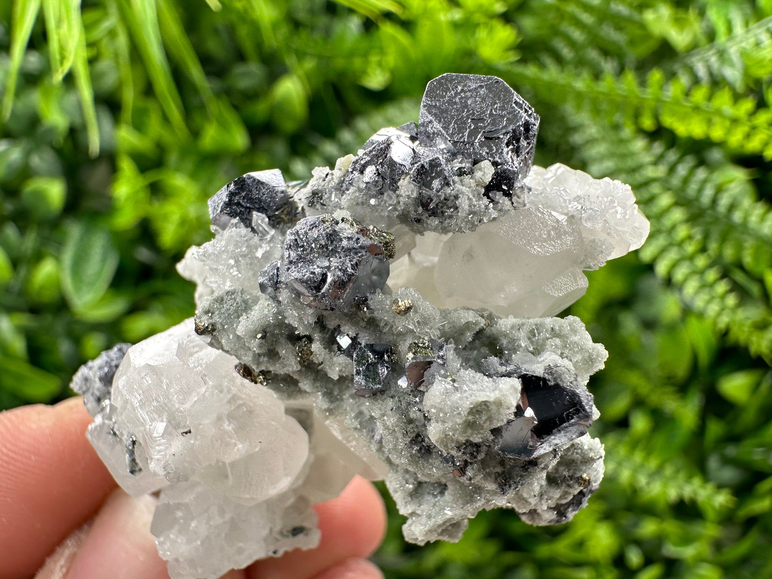 Galena Chalcopyrite on Calcite and Quartz, Borieva Bulgaria