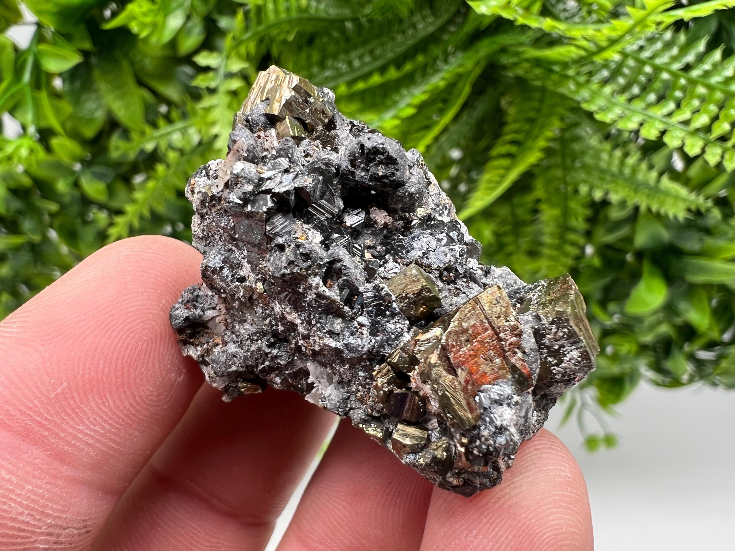 Wonderful Pyrite whit Hematite on Sphalerite,Quartz,from 9 th September mine,Bulgaria,natural,collectible specimen,collection minerals,gift