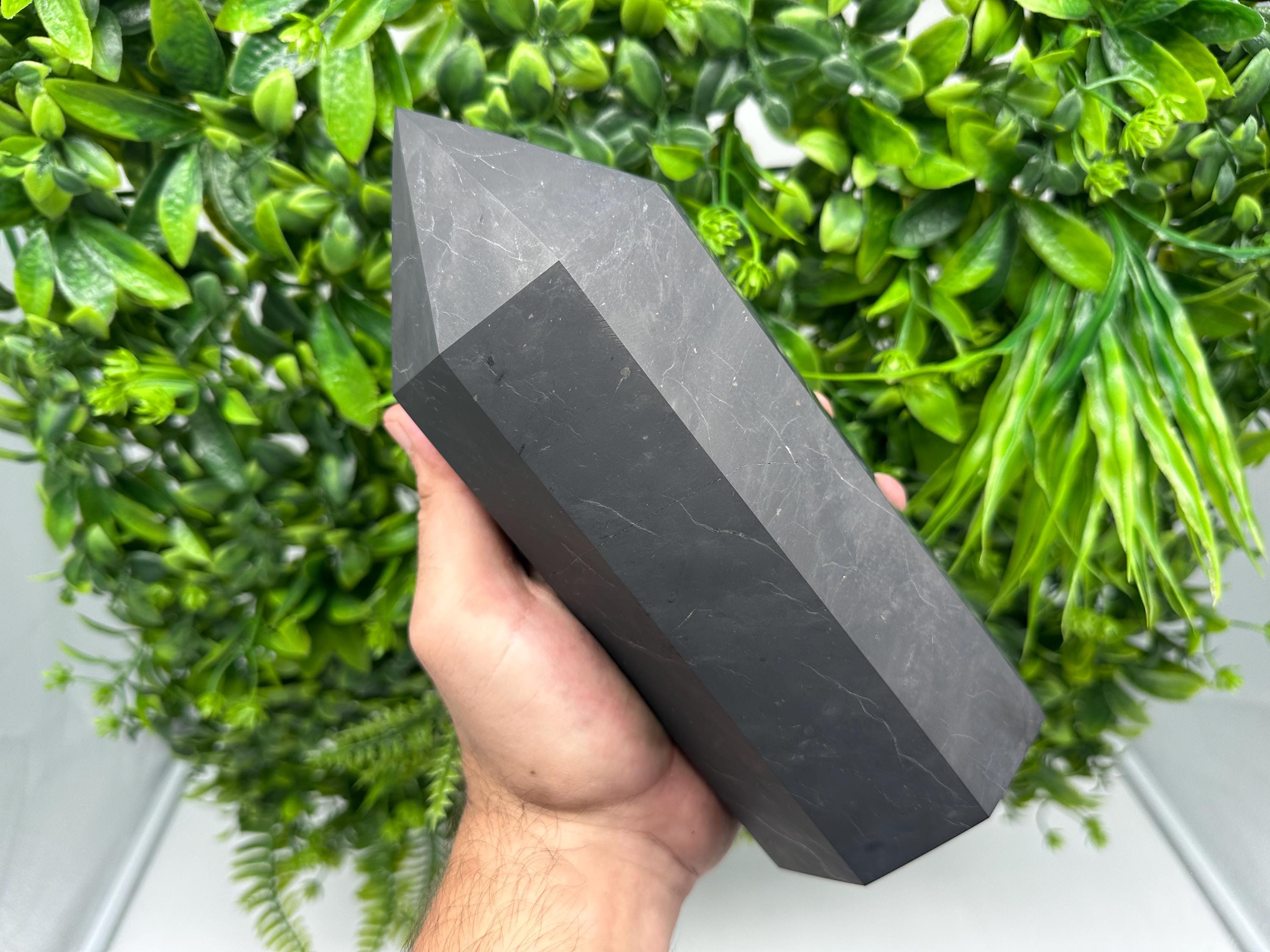 Large Shungite Tower: EMF Protection, Healing Crystal Decor (20cm)