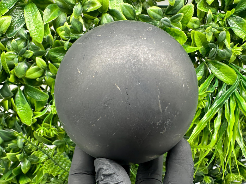 Large Shungite Sphere: Unpolished EMF Protection Crystal, 8cm