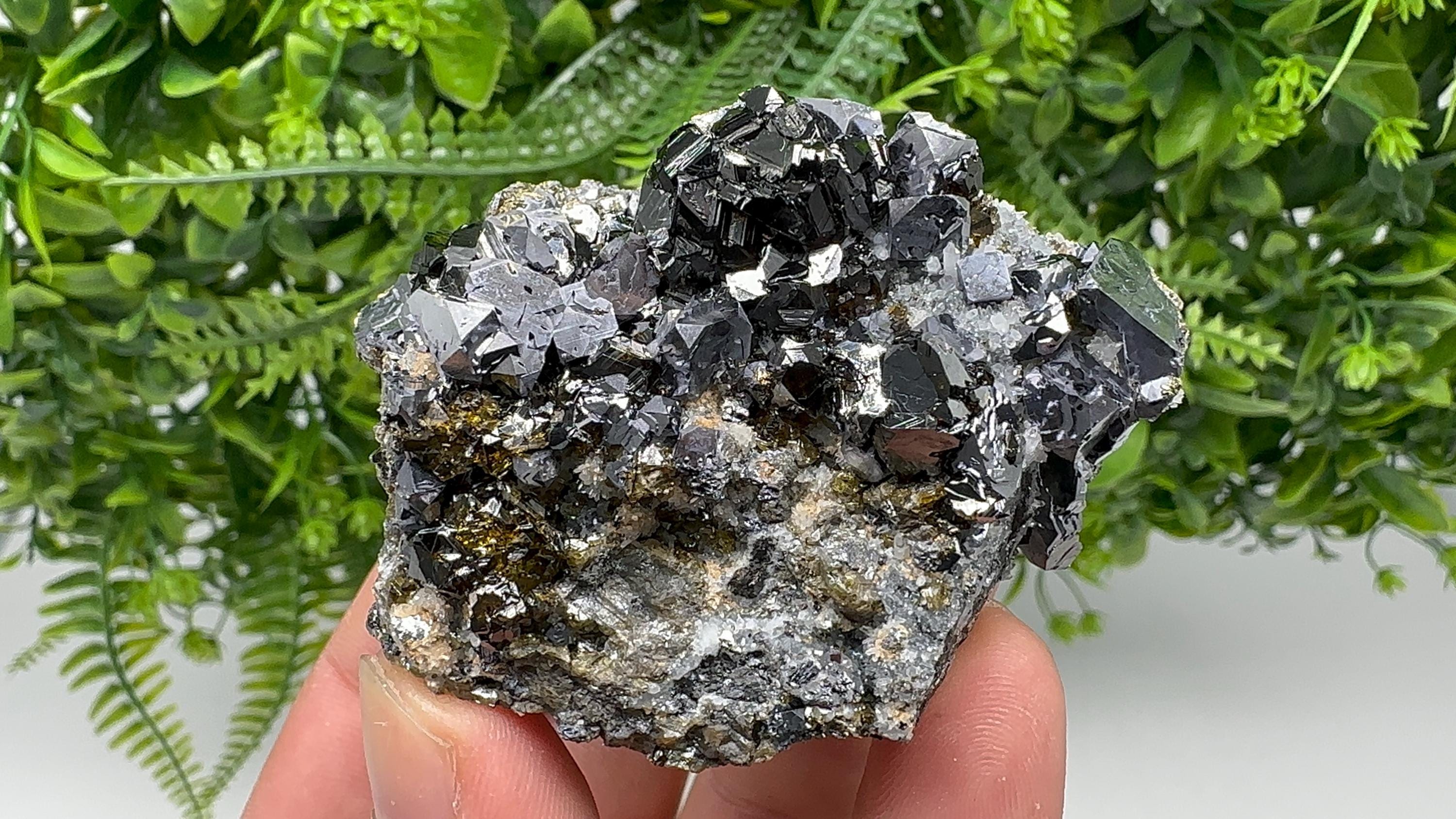 Mirror Galena with Cleiopfane on Chalcedony, Krushev dol Mine, Bulgaria