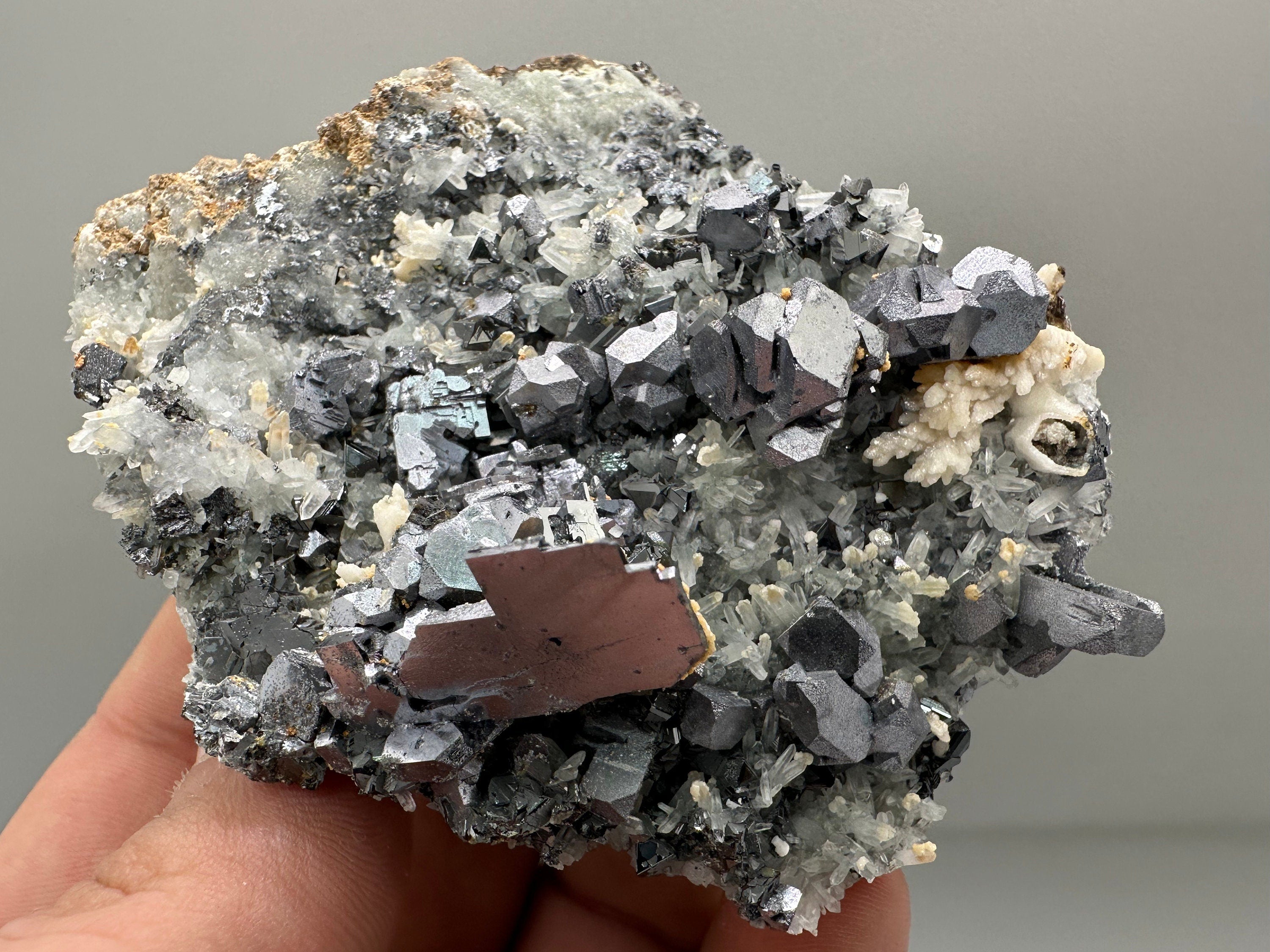 Skeletal Galena Mineral Specimen: Shiny Crystal Stone, Bulgaria