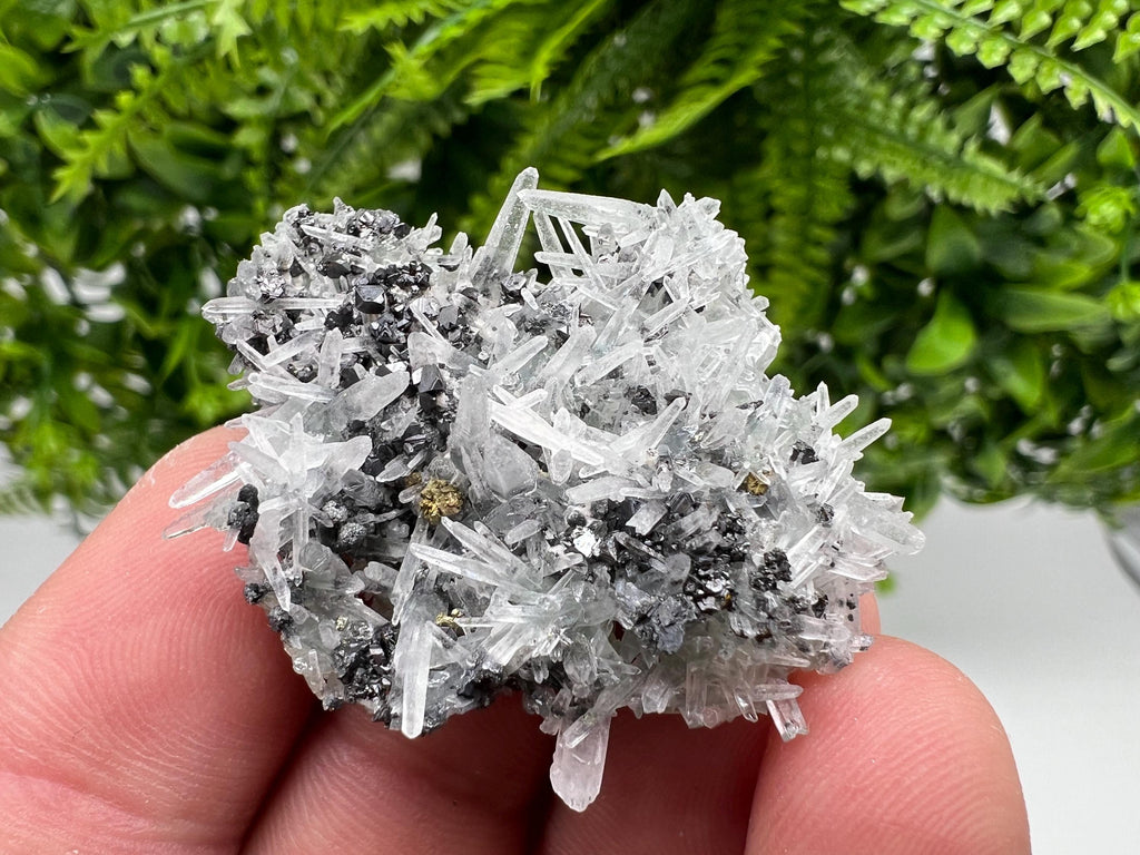 Sphalerite Chalcopyrite on Green Quartz with Hematite, Bulgaria Mineral Specimen