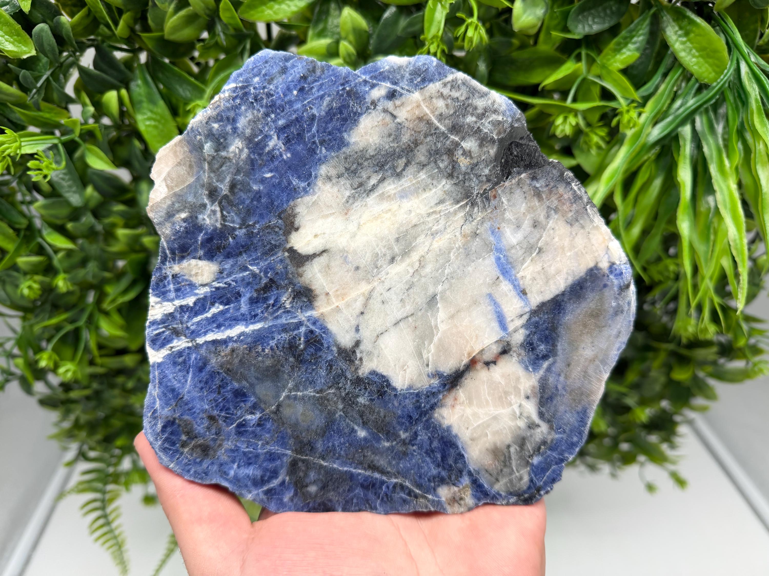 Polished Sodalite Slice – Natural Blue Crystal Slab, Home Decor Accent