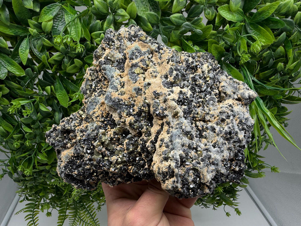 Sphalerite Cleiopfane on Quartz Mineral Specimen, Krushev Dol Mine, Bulgaria Home Decor Stone