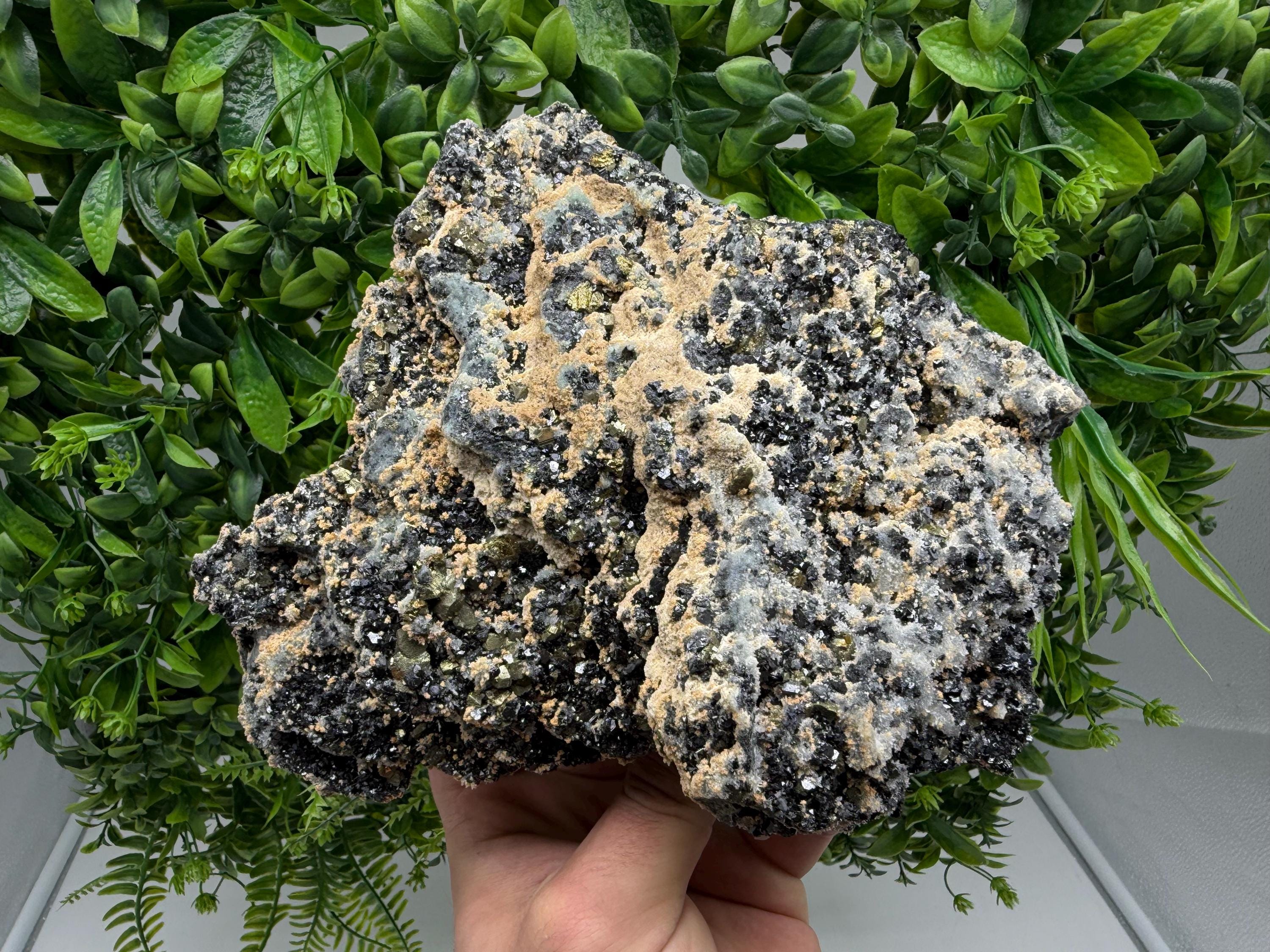Sphalerite Cleiopfane on Quartz Mineral Specimen, Krushev Dol Mine, Bulgaria Home Decor Stone