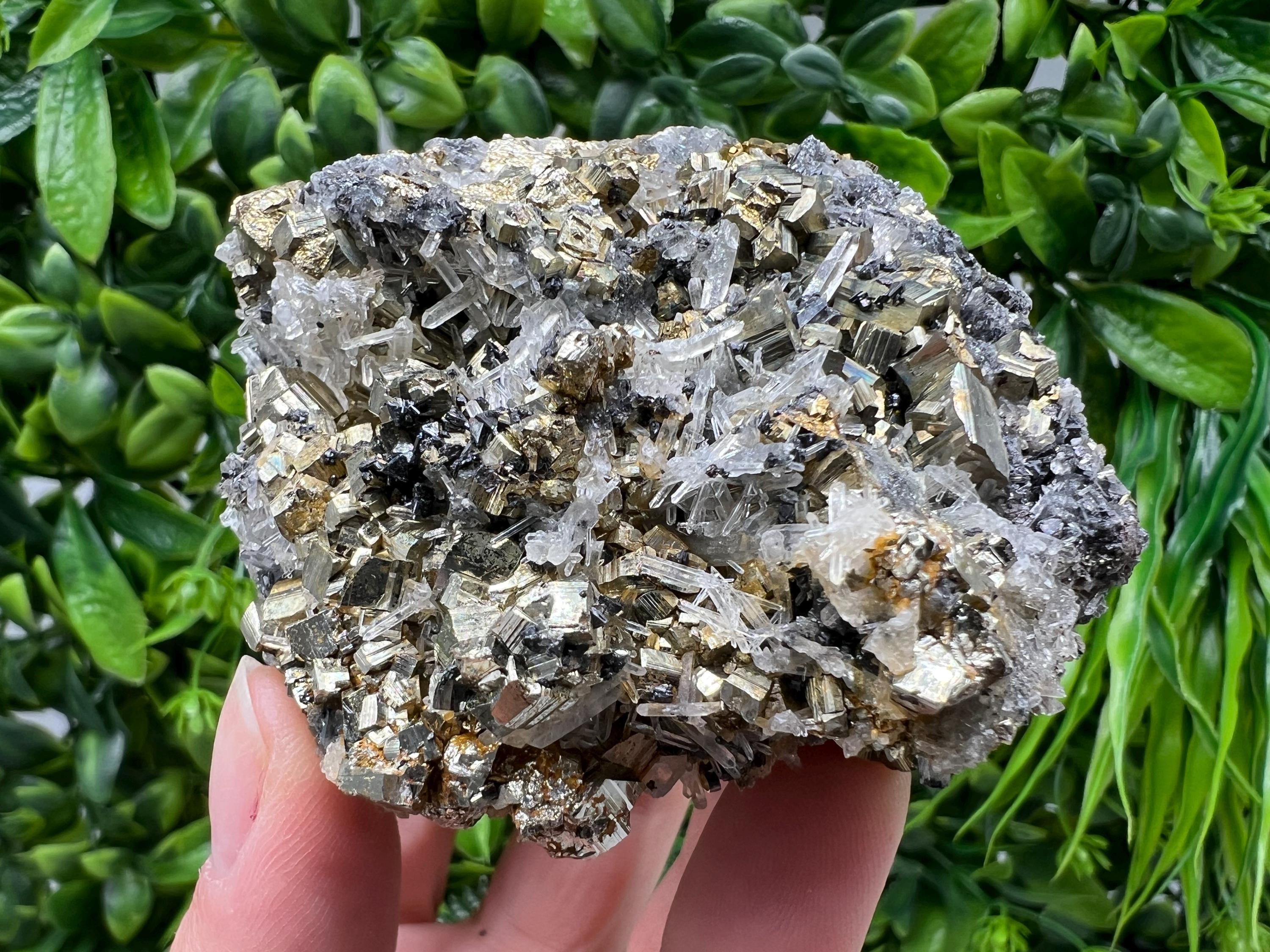 Stunning Pyrite on Quartz,Calcite from Borieva mine,Madan,Bulgaria,natural,collectible mineral specimen,home decor stone,collection crystal