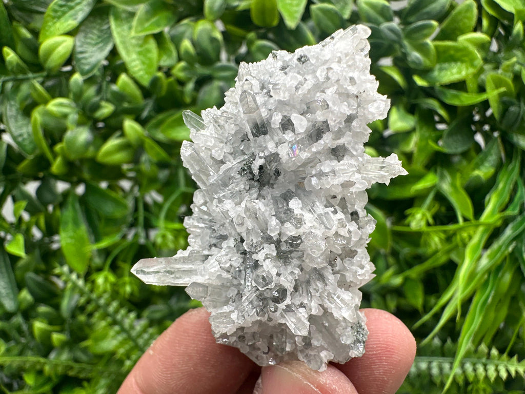 Transparent Quartz on Chlorite Matrix with Calcite, Bulgaria Mineral Specimen