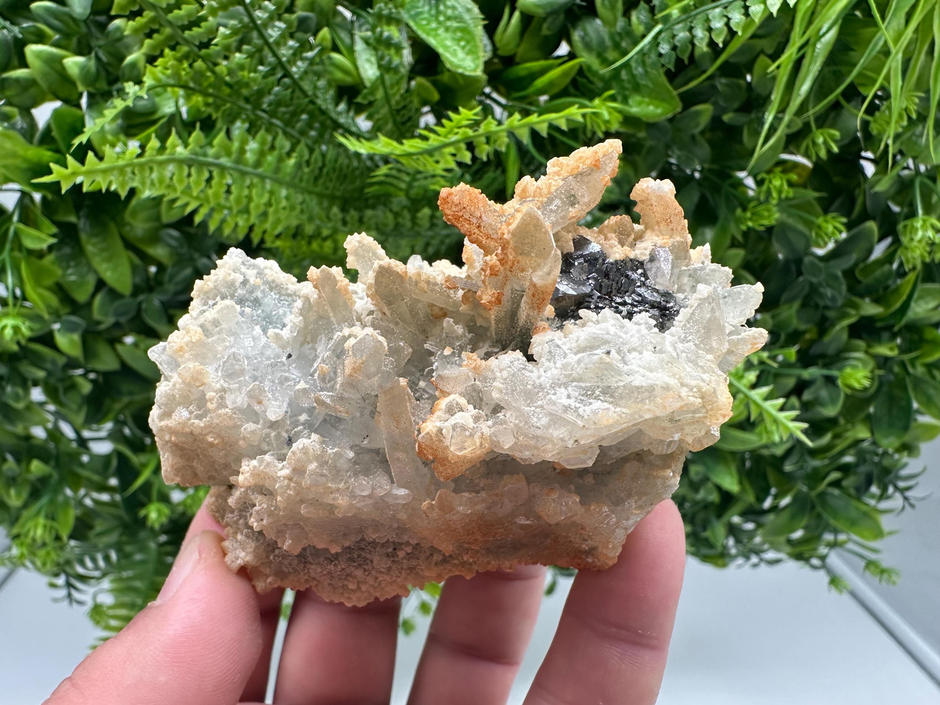 Quartz Calcite Sphalerite Mineral Specimen: Madan Bulgaria Home Decor Stone