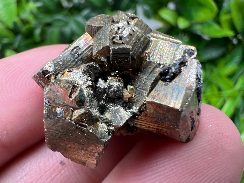 Rainbow Pyrite with Calcite, Natural Crystal Mineral Souvenir, Bulgaria