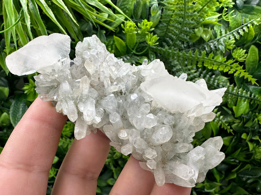 Calcite on Quartz with Chlorite, Bulgaria Minerals Collection