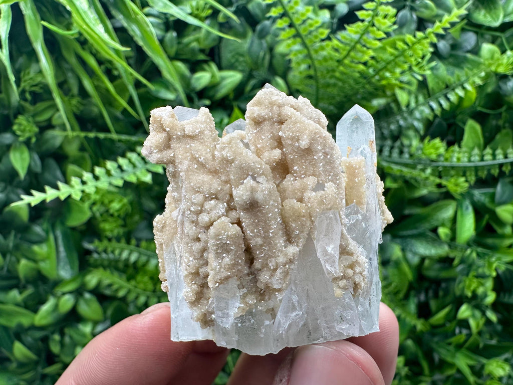 Quartz Calcite Mineral Specimen: Transparent Crystal Home Decor
