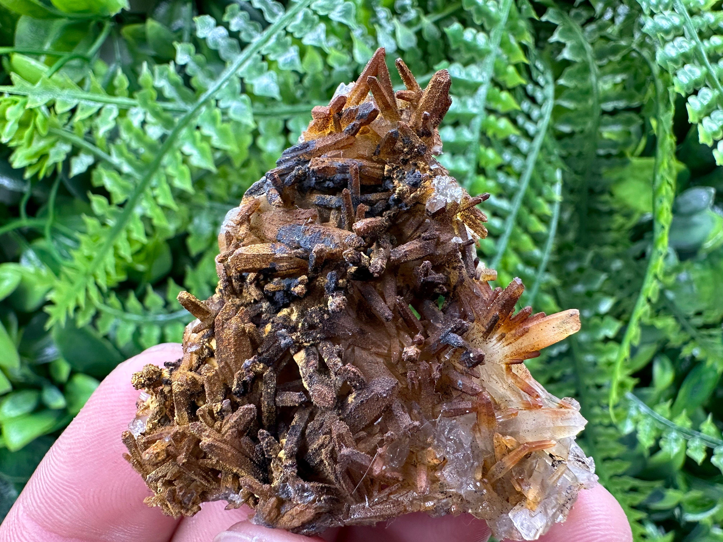 Iron Oxide Limonite Quartz Crystal Cluster, Mineral Specimen