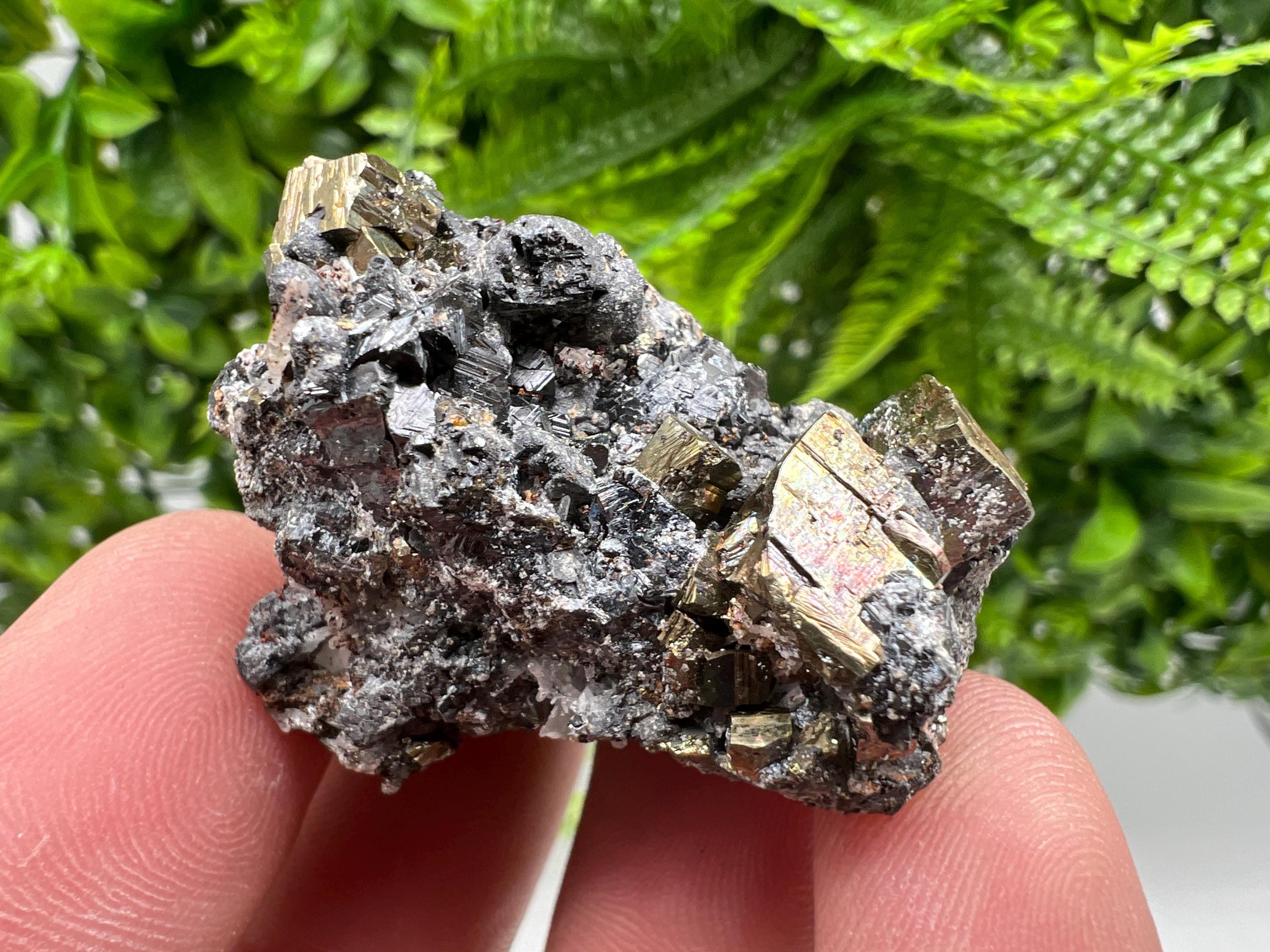 Wonderful Pyrite whit Hematite on Sphalerite,Quartz,from 9 th September mine,Bulgaria,natural,collectible specimen,collection minerals,gift