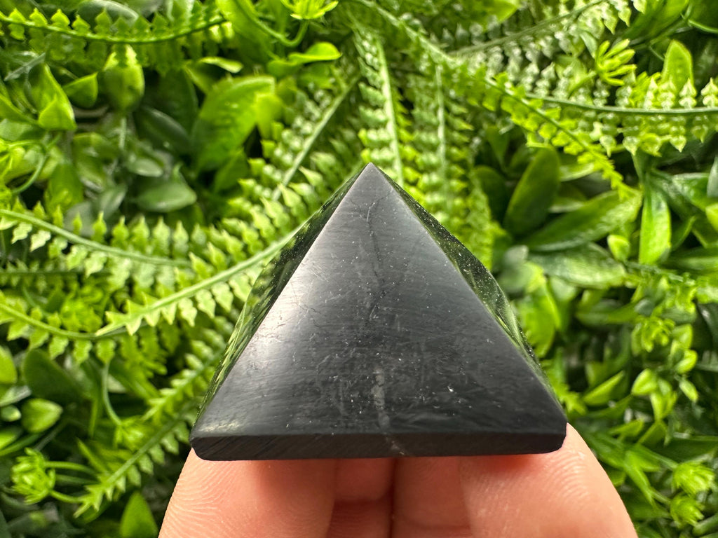 Shungite Pyramid (3cm): Polished EMF Protection Crystal
