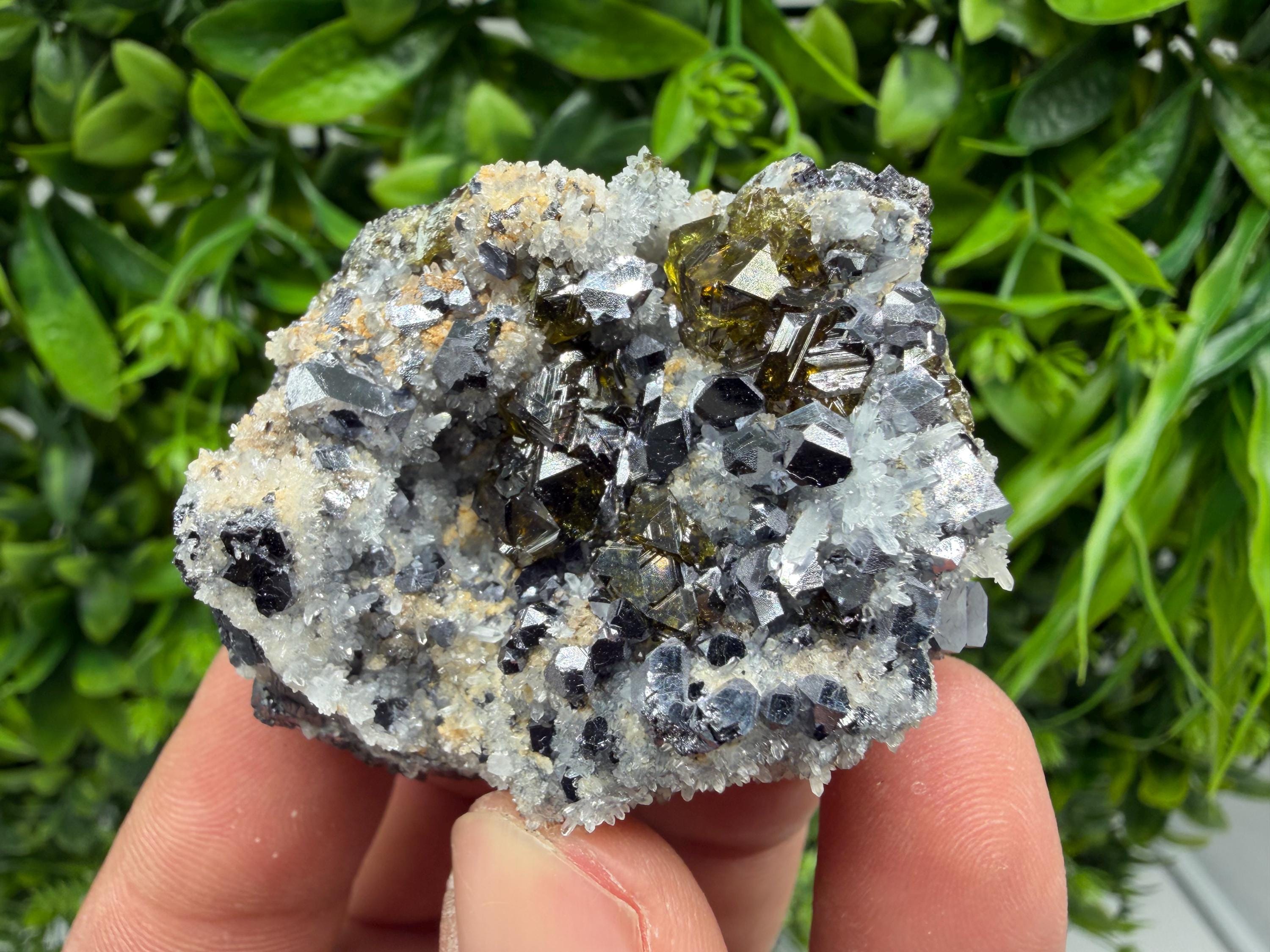 Sphalerite Cleiopfane on Quartz Mineral Specimen, Krushev Dol Mine, Bulgaria Home Decor Stone