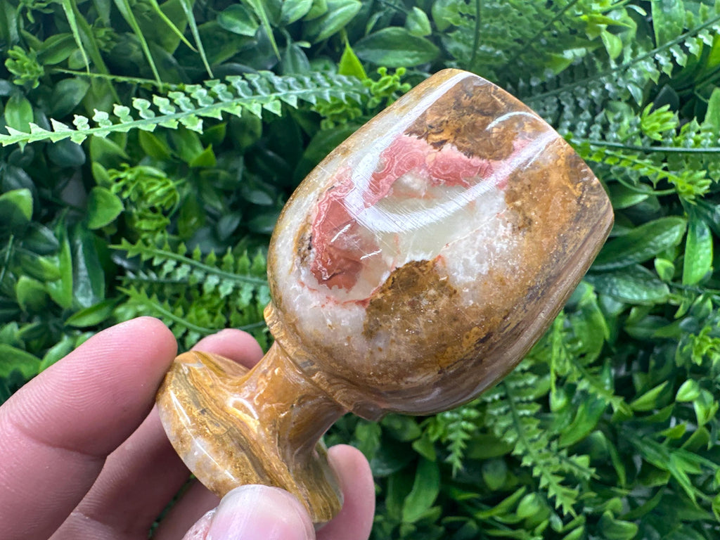 Vintage Natural Onyx Goblet: Unique Stone Wine Cup