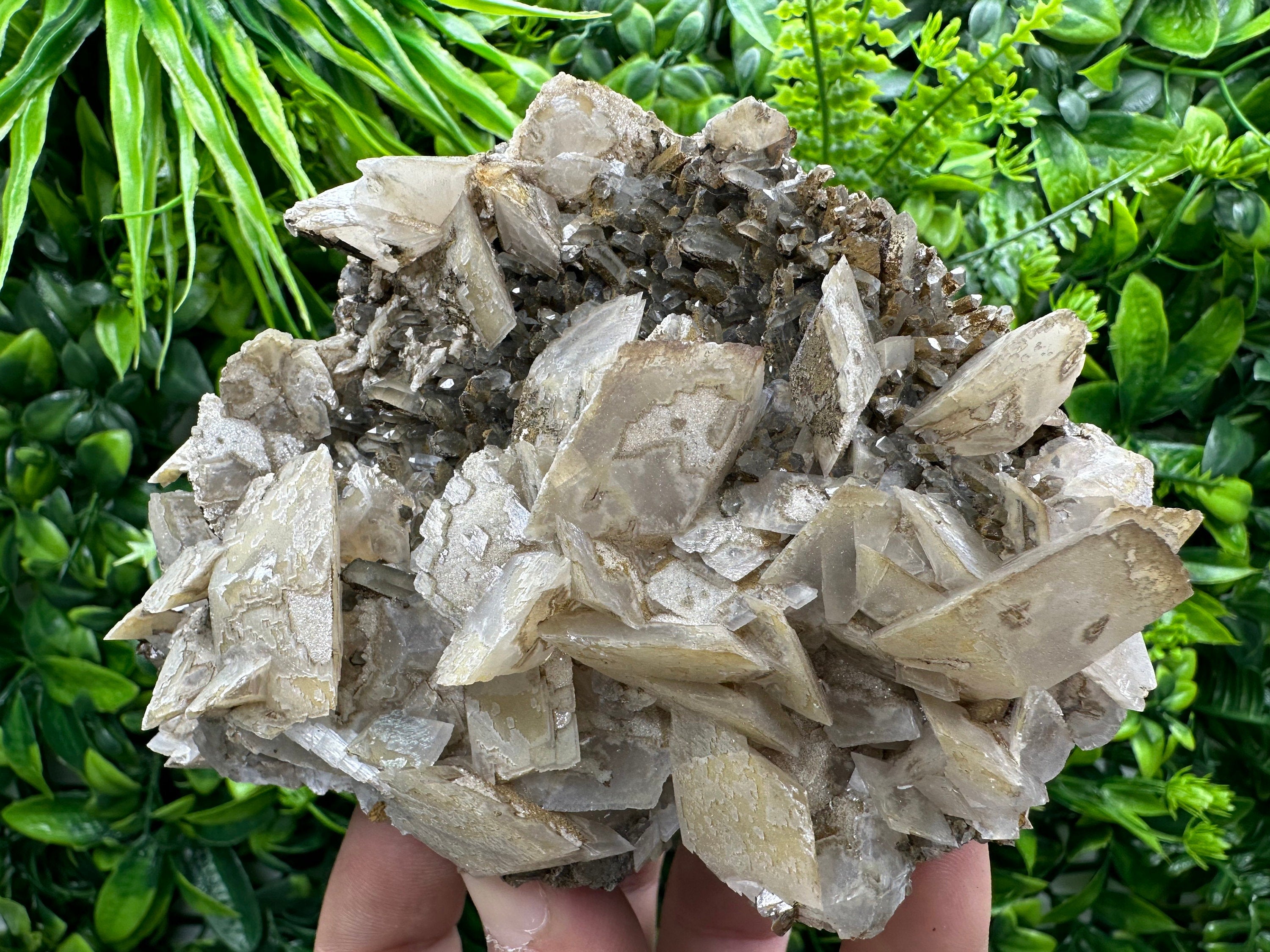 Calcite on Quartz with Oxide, Borieva Mine Mineral Specimen