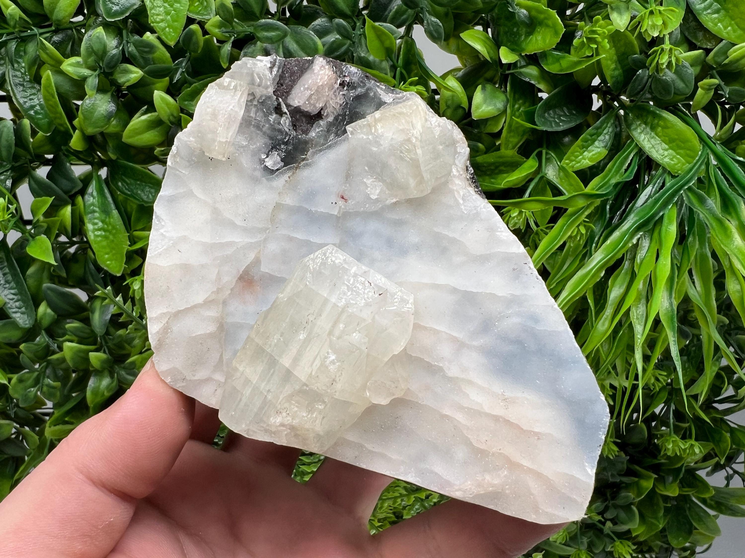 Transparent Apophyllite on Chalcedony, Natural Crystal Specimen, India Minerals