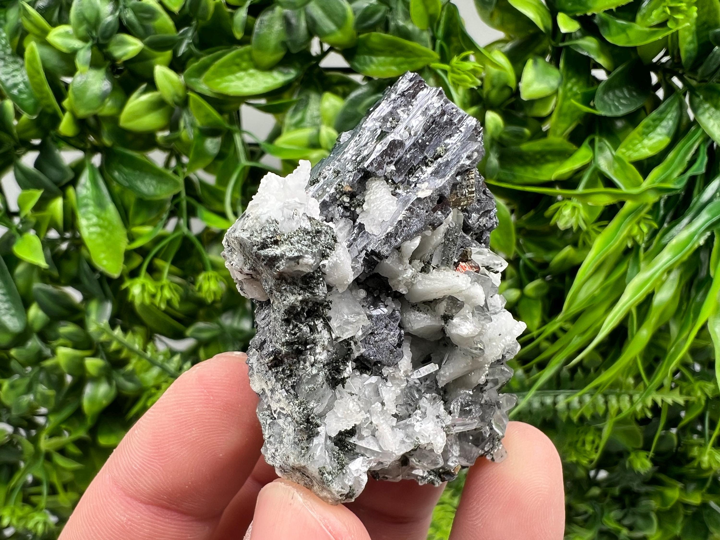 Galena Chalcopyrite on Calcite and Quartz, Natural Mineral Collection, Borieva Bulgaria