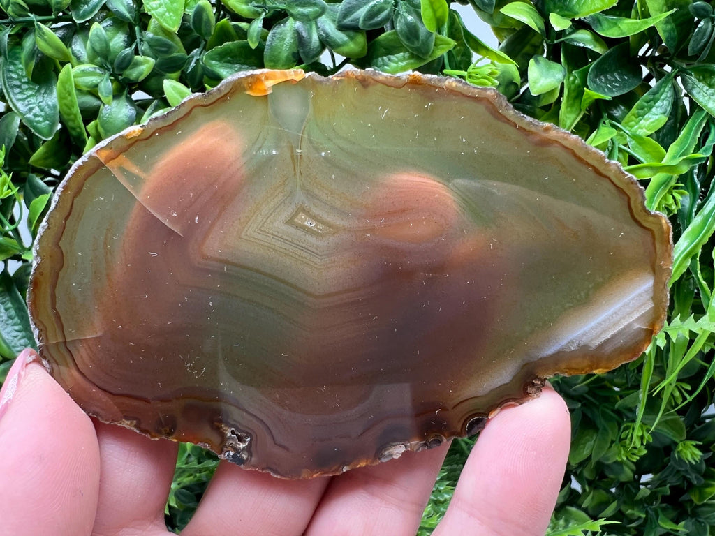 Large Agate Slice: Polished Quartz Crystal Healing Stone, Coaster Ornament