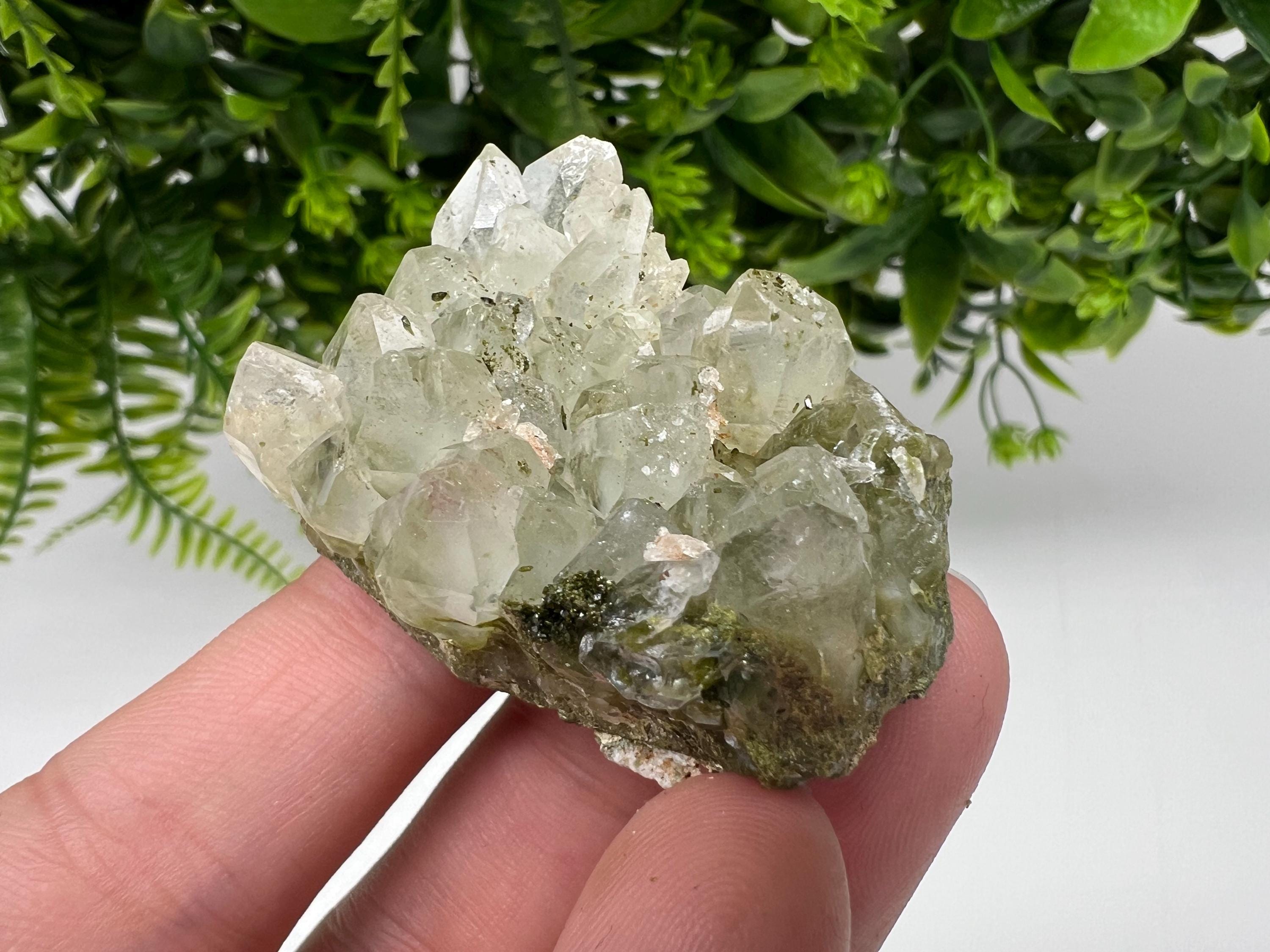 LARGE, Green Epidote with Quartz Crystals - Extremely Sparkly with Rainbows,souvenirs collection stone,gift,decor, Eastern Anatolian, Turkey