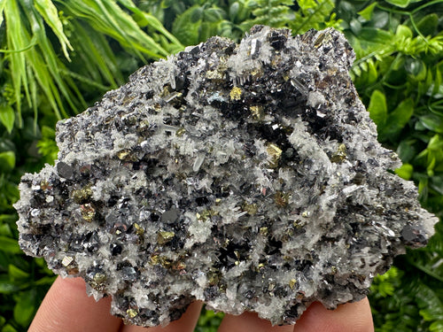 Chalcopyrite Galena Sphalerite on Quartz, Bulgaria Mineral Specimen