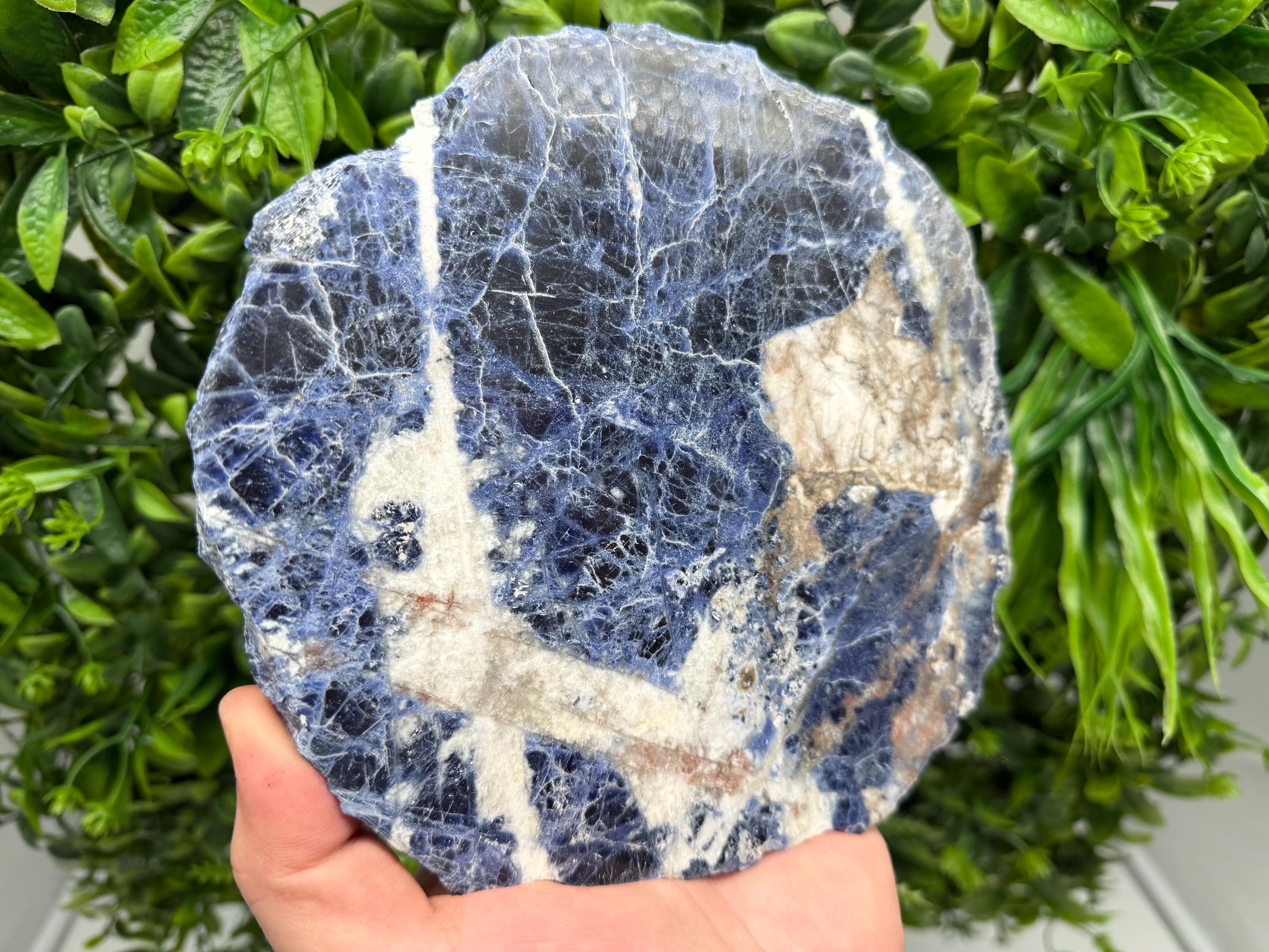 Polished Sodalite Slice – Natural Blue Crystal Slab, Home Decor Accent