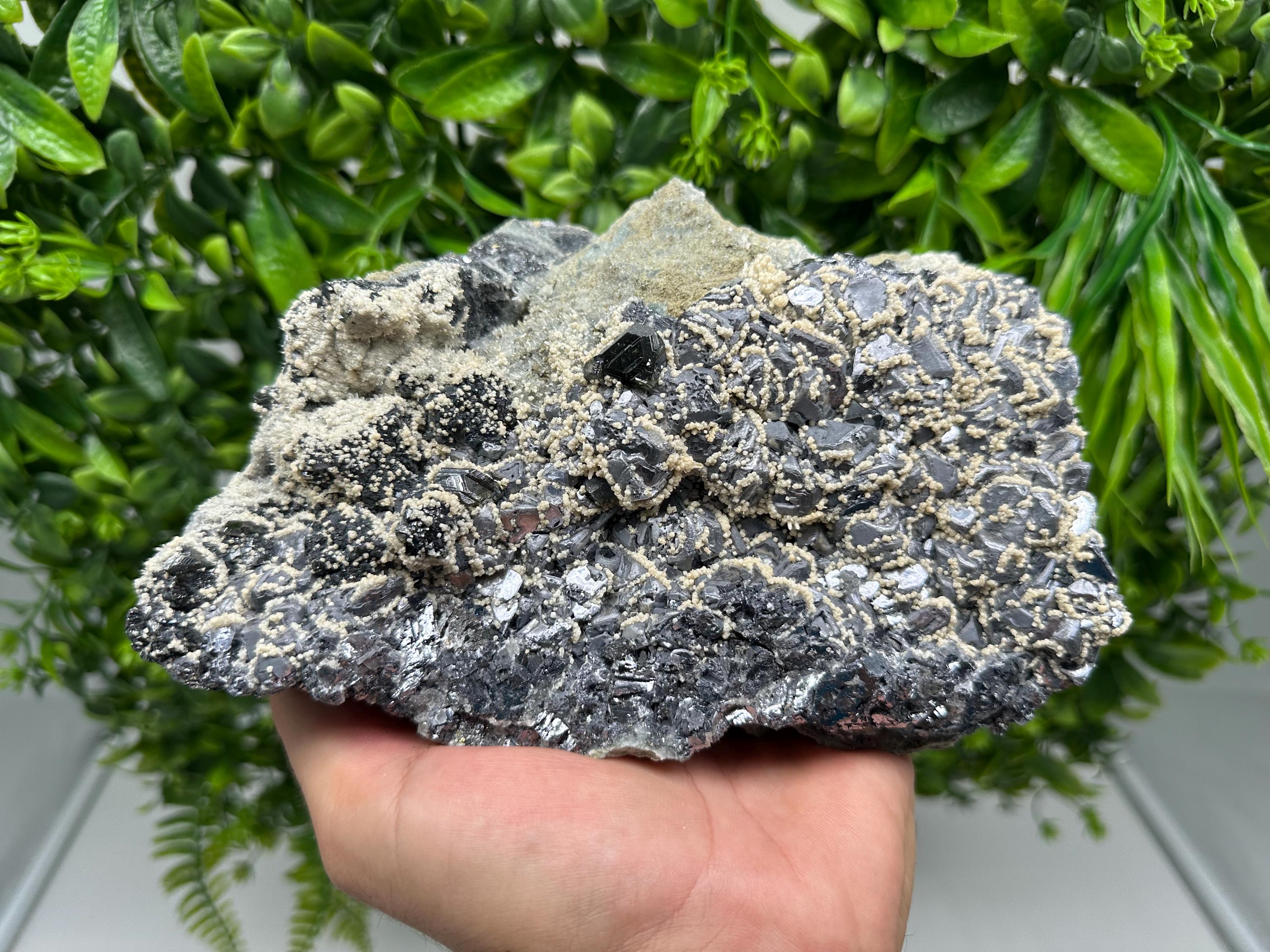 Skeletal Galena Mineral Specimen: Sphalerite, Quartz, Calcite - Krushev Dol Mine