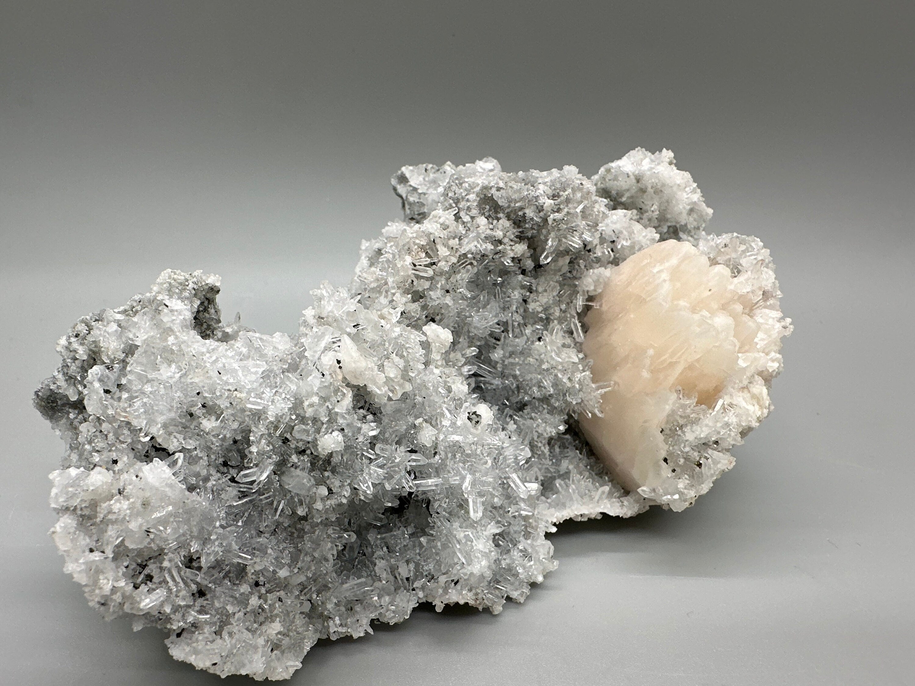 Calcite on Quartz Specimen, Borieva Mine, Bulgaria