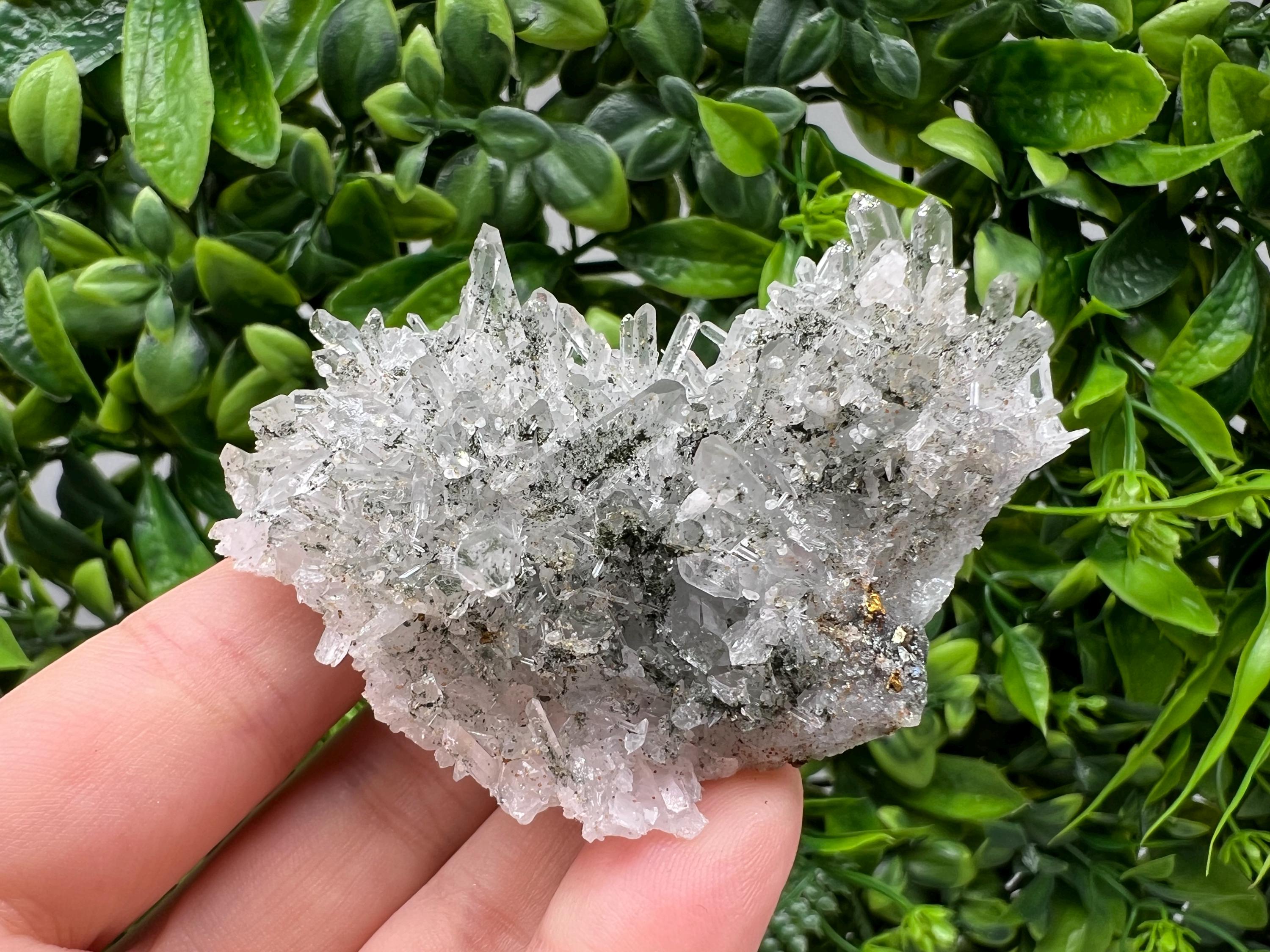 Green Quartz Crystal Specimen: Chlorite & Sphalerite Inclusions, Madan Bulgaria