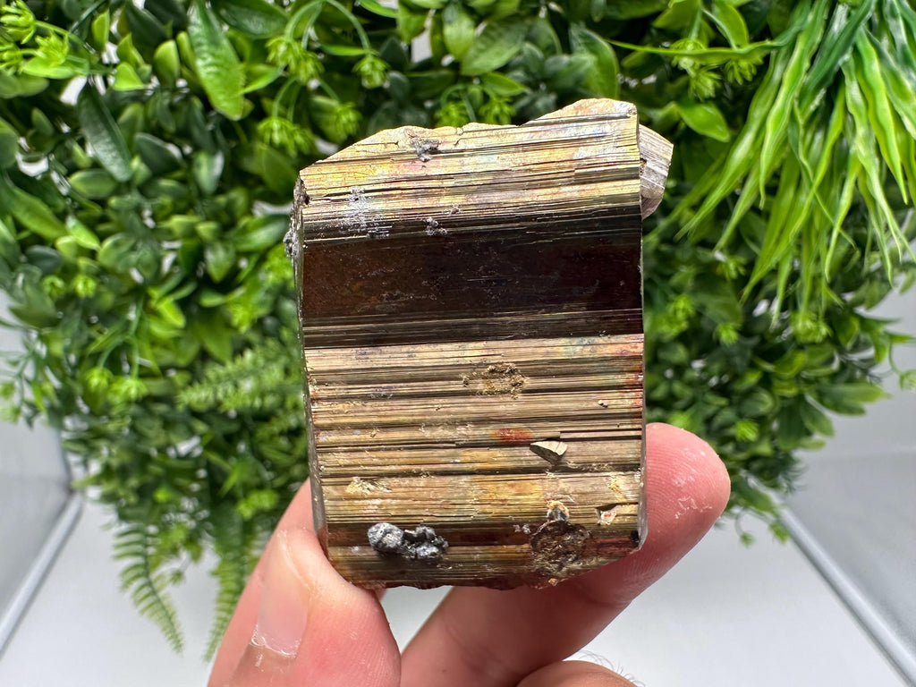 Rainbow Pyrite with Calcite, Natural Crystal Mineral Souvenir, Borieva Bulgaria