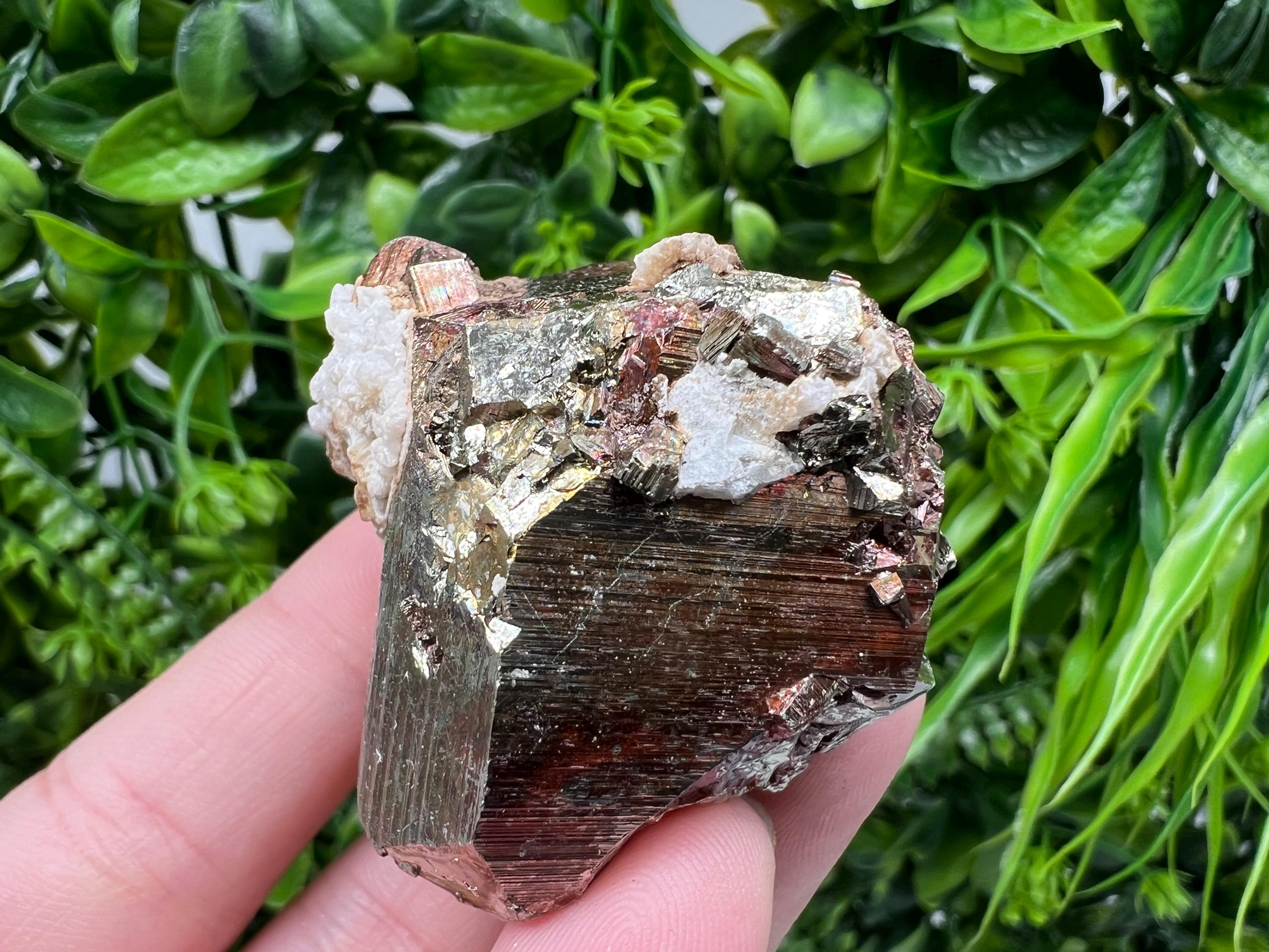 Rainbow Pyrite with Calcite, Natural Mineral Souvenir, Borieva Bulgaria