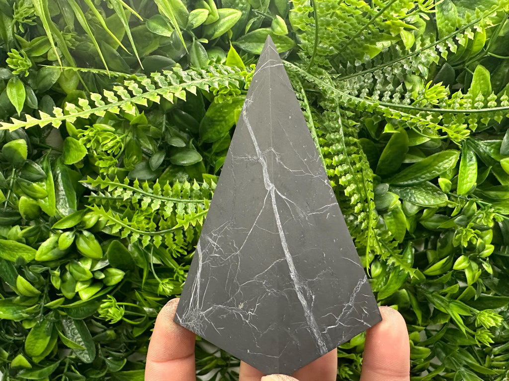 Shungite Crystal Pyramid (12cm): EMF & 5G Protection, Healing Stone
