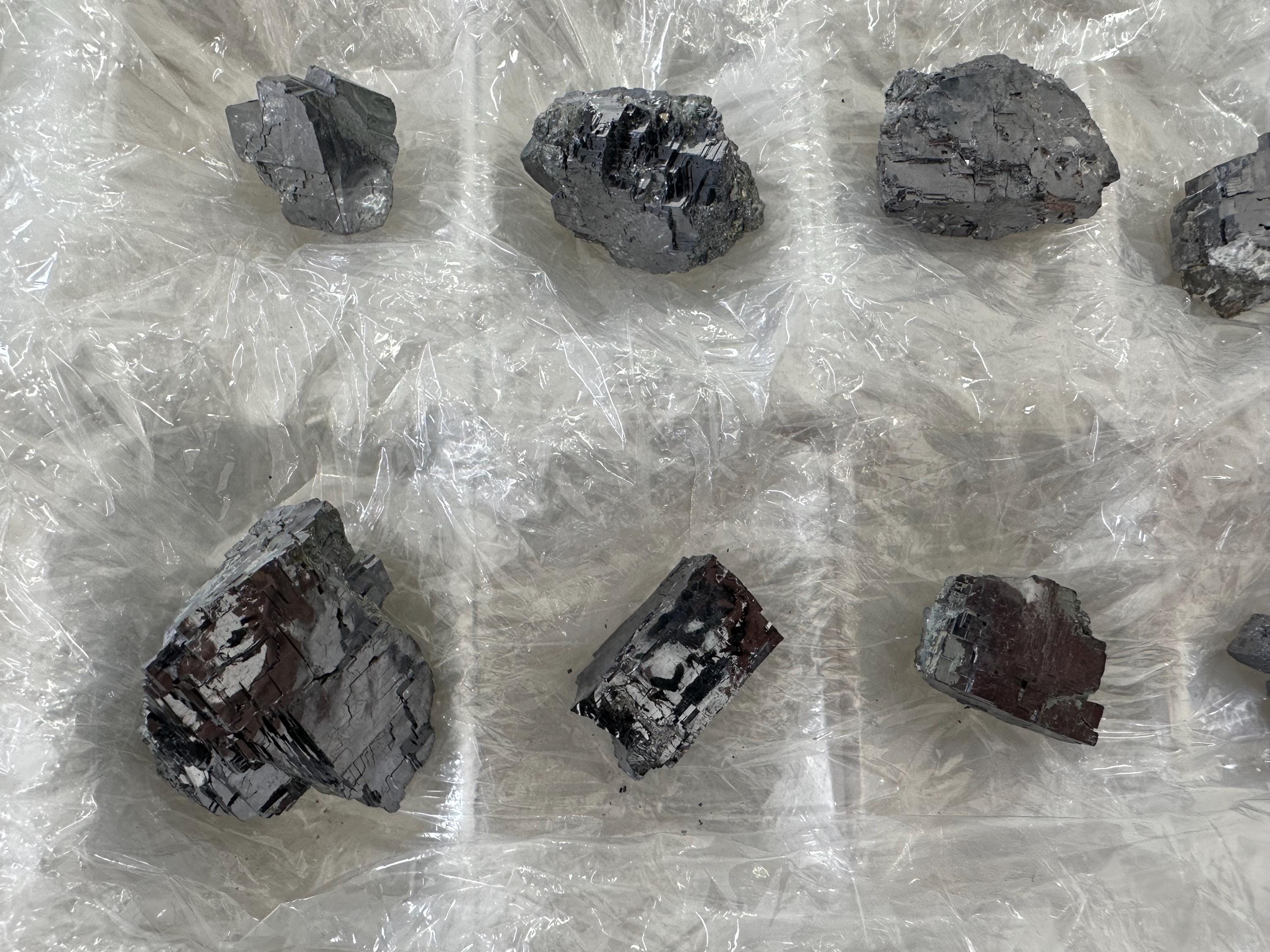 Shiny Galena Cluster Chunks: Borieva Mine Minerals (Set of 15)