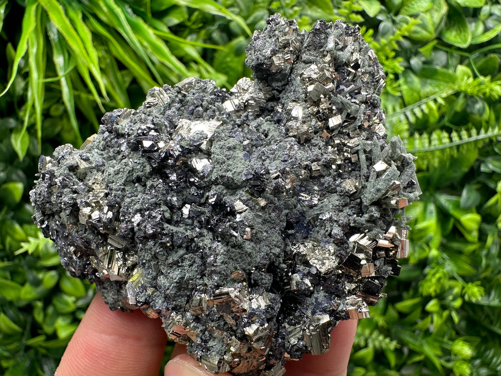 Pyrite Sphalerite on Quartz with Chlorite, Bulgaria Mineral Specimen