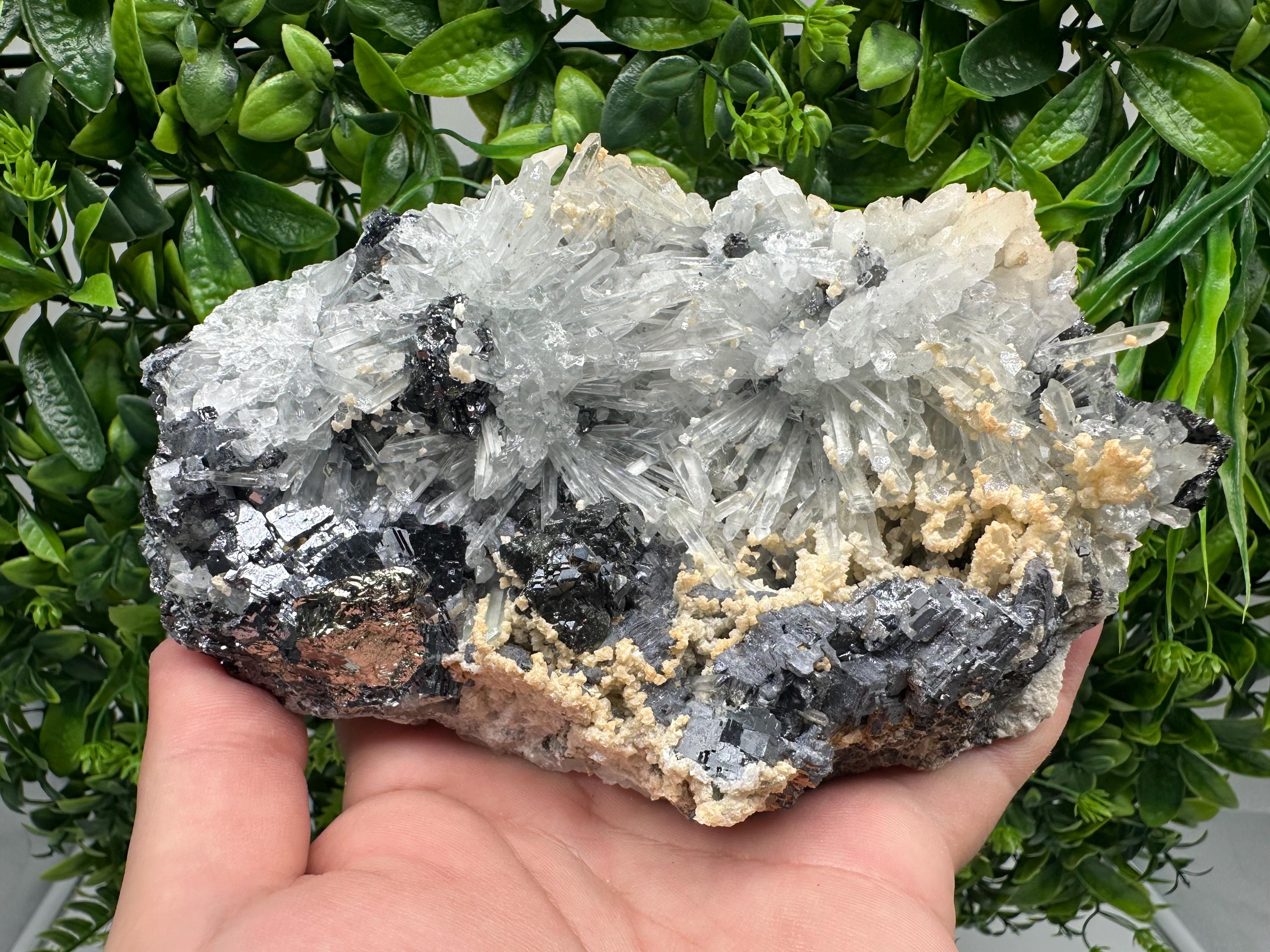 Galena Spinel Law on Quartz with Siderite, Krushev dol Mine, Bulgaria