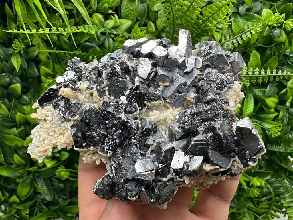 Skeletal Galena, Sphalerite, Quartz, and Calcite Mineral Specimen