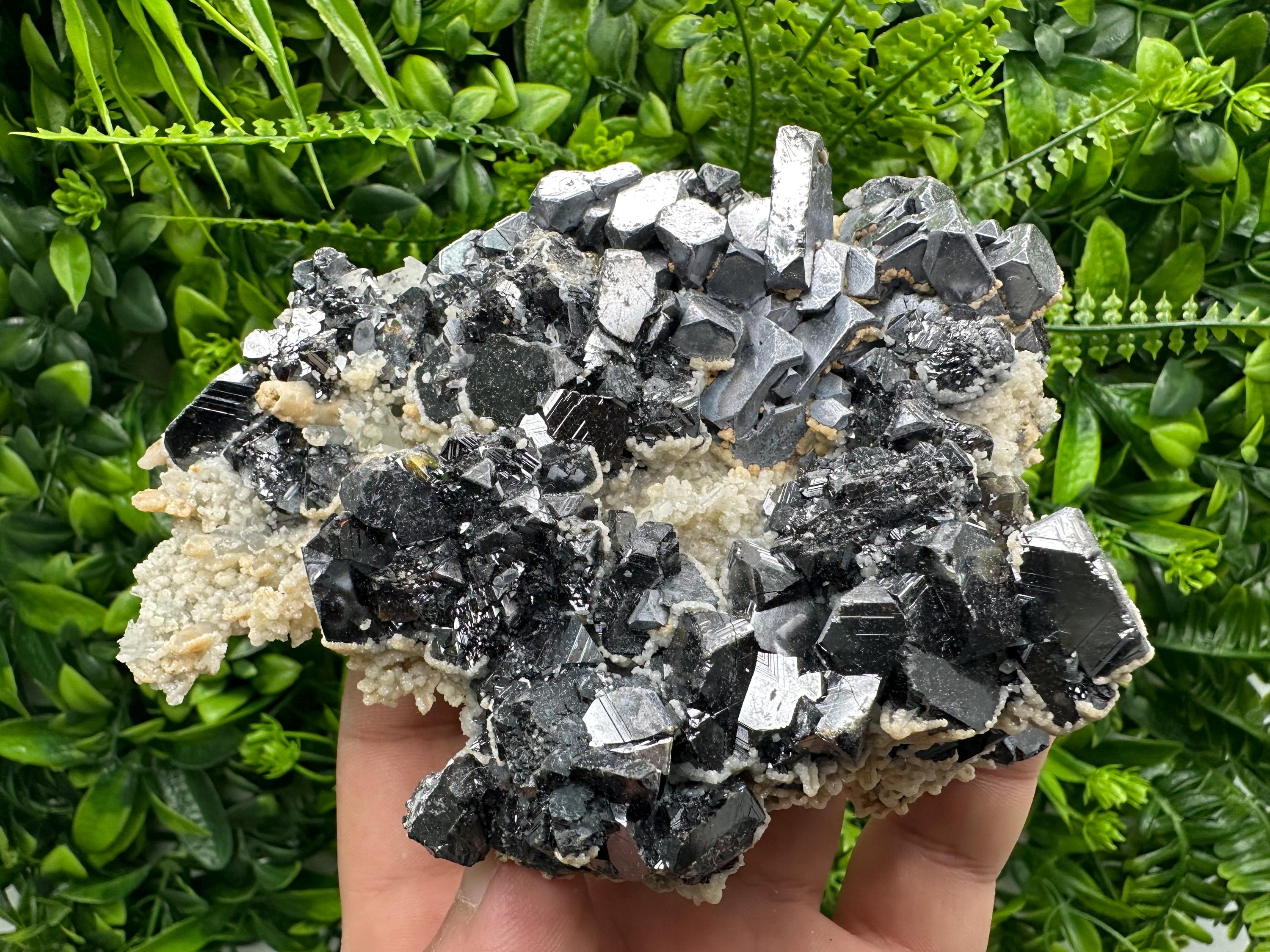 Skeletal Galena, Sphalerite, Quartz, and Calcite Mineral Specimen