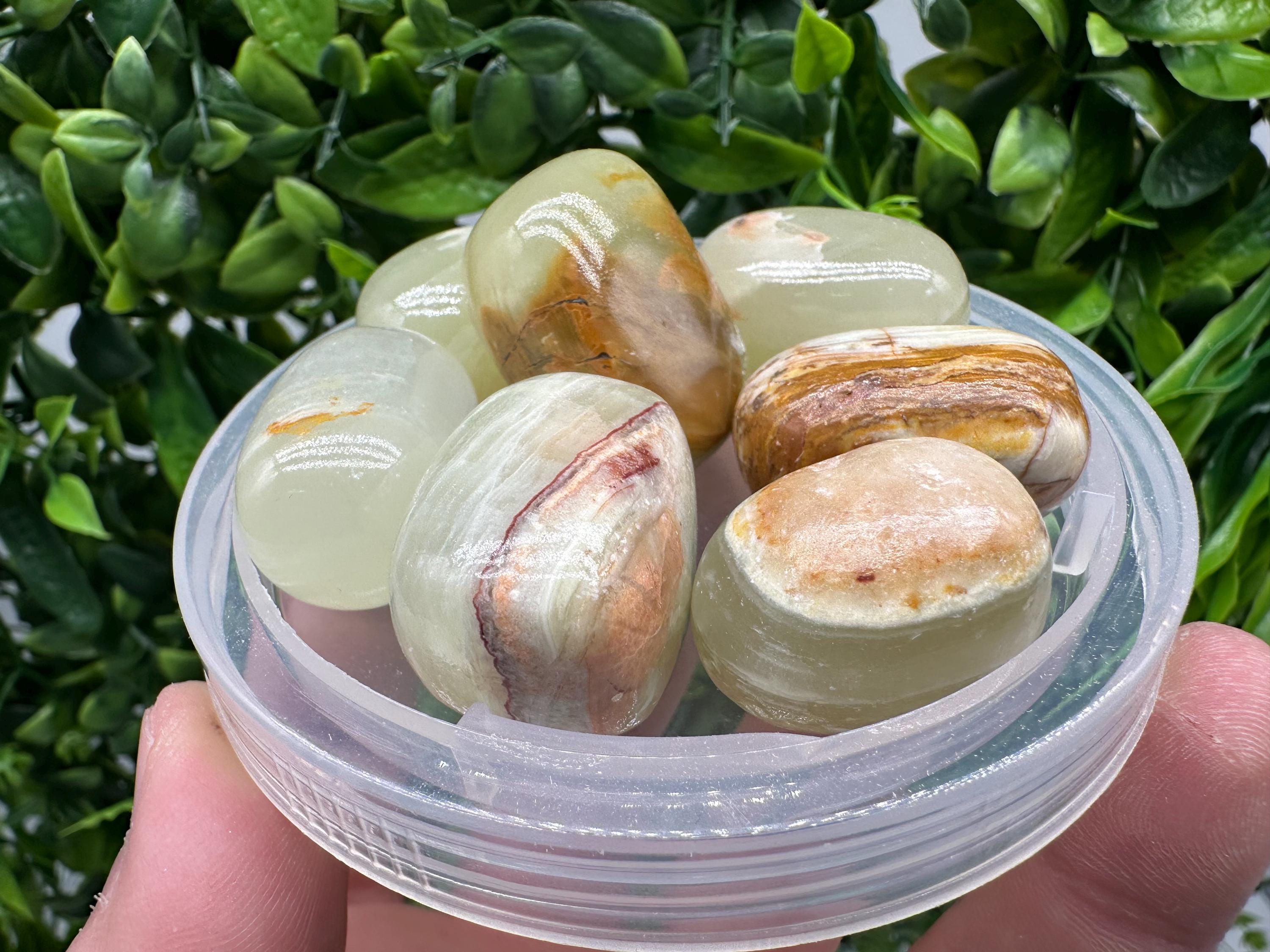 Green Marble Onyx Tumbled Stone: Polished Healing Crystal