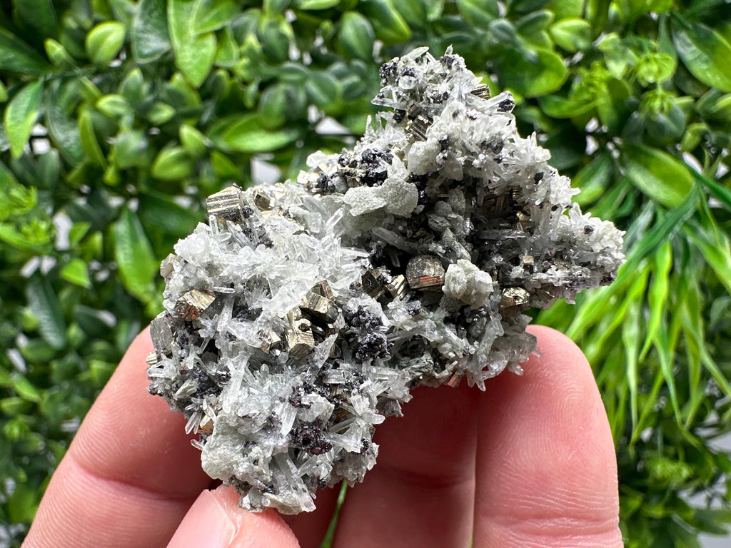 Pyrite on Green Quartz: Bulgaria Mineral Specimen, Home Decor Stone
