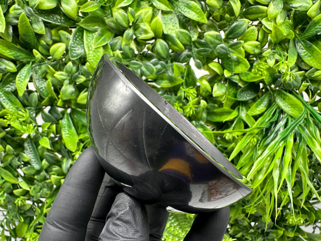 Polished Shungite Bowl 100mm: EMF Protection, Chakra Stone