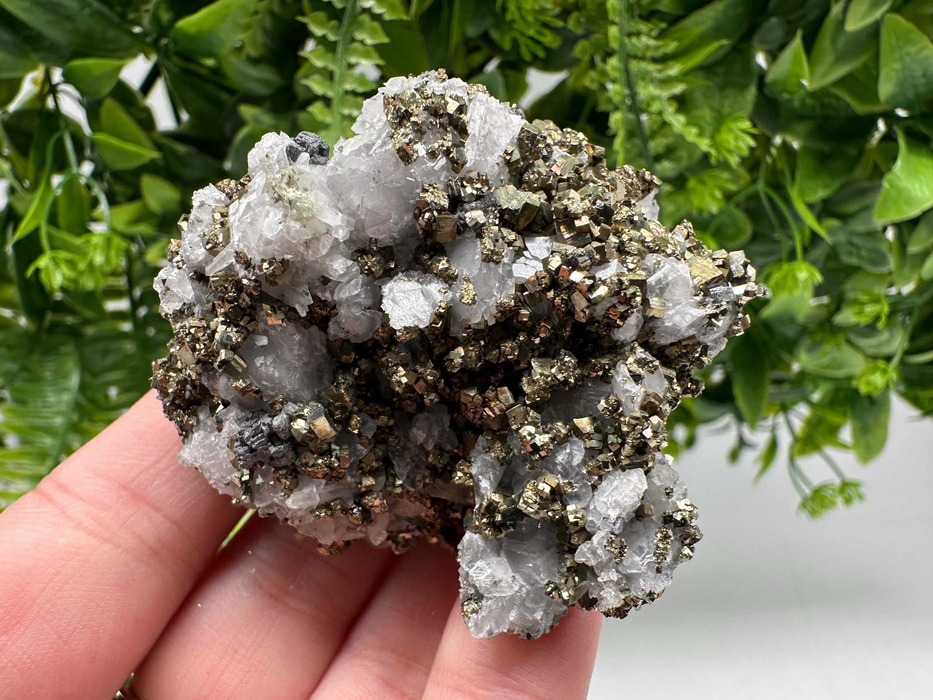 Stunning Pyrite on Quartz,Calcite from Borieva mine,Madan,Bulgaria,natural,collectible mineral specimen,home decor stone,collection crystal