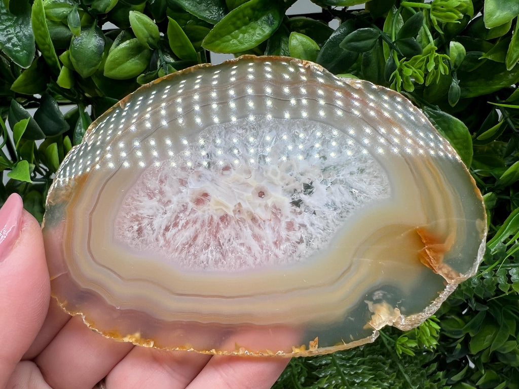 Large Polished Agate Slice: Spiritual Healing Crystal Coaster (11/7.5cm, 68 grams