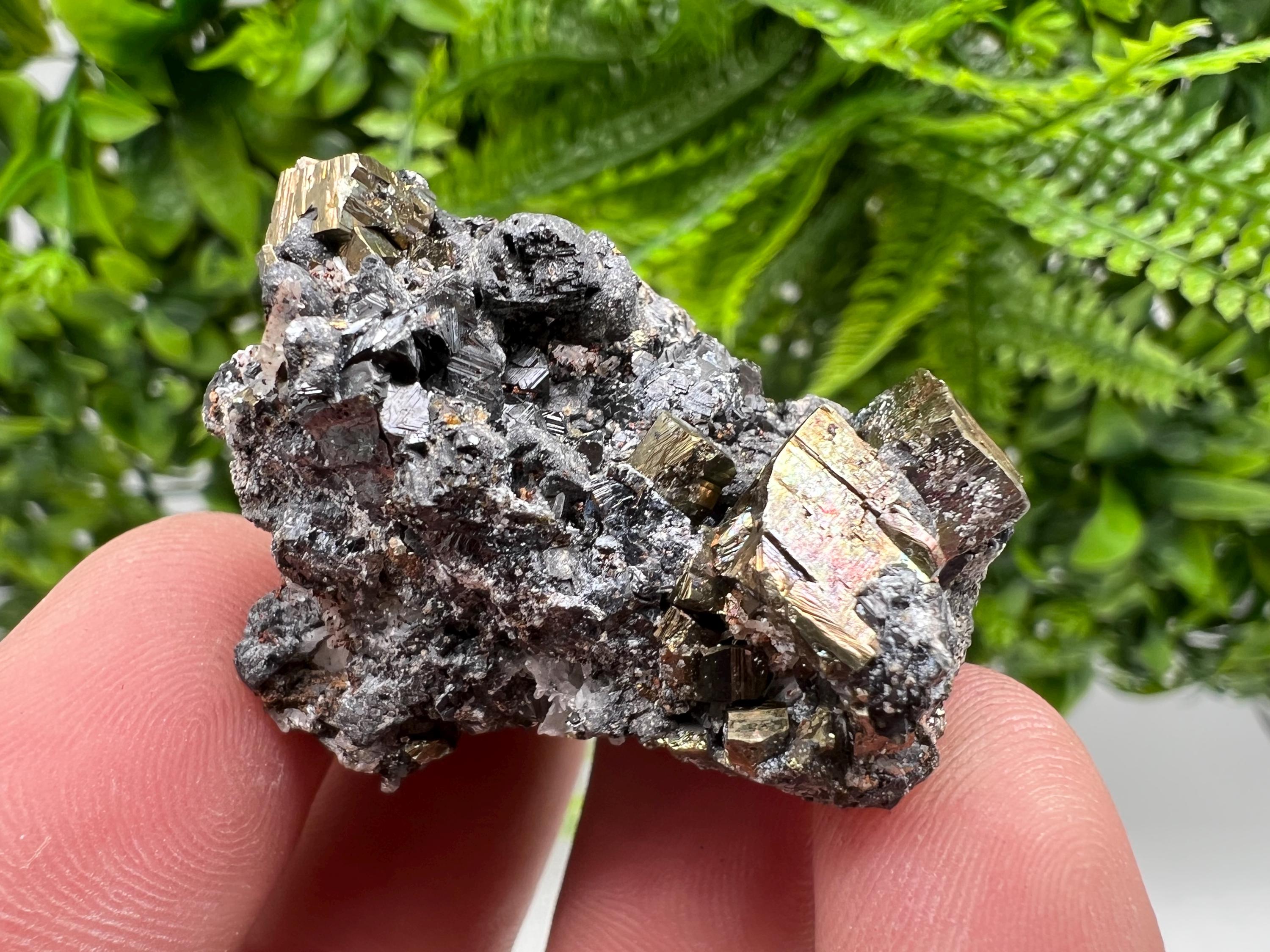 Wonderful Pyrite whit Hematite on Sphalerite,Quartz,from 9 th September mine,Bulgaria,natural,collectible specimen,collection minerals,gift